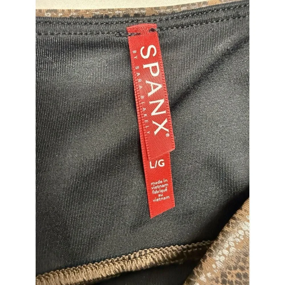 Spanx Faux Leather Snakeskin Leggings. High Rise. Brown. Sz L